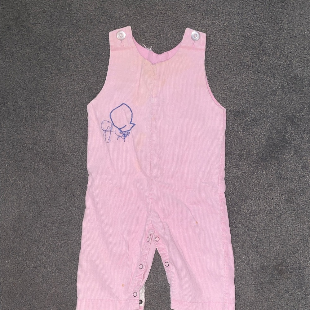 Royal Heir 12 month Pink Baby Corduroy Romper with Embroidered Character